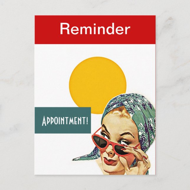 Retro Postcard Besy Lady Termin Erinnerung PC Postkarte (Vorderseite)