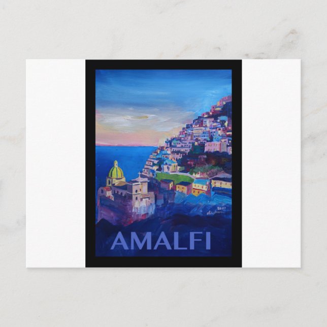Retro Poster Amalfi Küste italy Postkarte (Vorderseite)