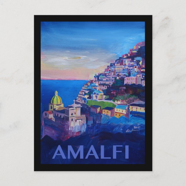 Retro Poster Amalfi Küste italy Postkarte (Vorderseite)