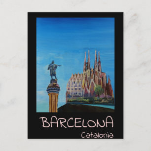 Retro Poster Barcelona Postkarte