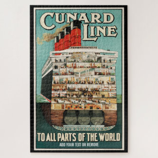 Retro-Poster Cunard Seelinienluxuriöse Dampfschiff Puzzle