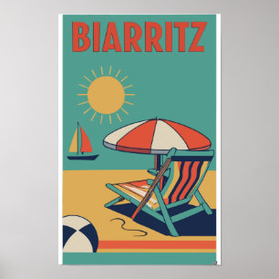 Retro-Poster der französischen Urlaubsstadt Biarri Poster
