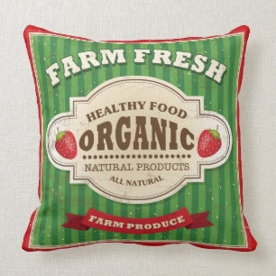 Retro-Poster-Design für frische Farmprodukte Kissen