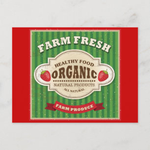 Retro-Poster-Design für frische Farmprodukte Postkarte
