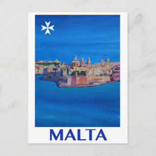 RETRO POSTER Malta Valetta City of KnightsII Postkarte