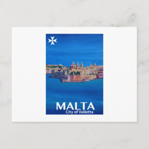 Retro Poster Malta Valetta - Stadt der Ritter Postkarte