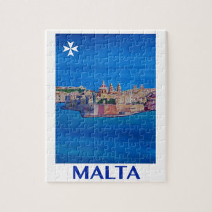 RETRO POSTER Malta Valletta Stadt der RitterII Puzzle