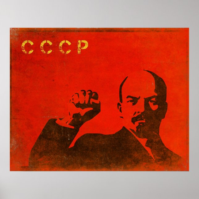 Retro-Poster mit Vintager Lenin-UdSSR Poster (Vorne)