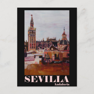 Retro Poster Sevilla Giralda Andalucia Postkarte