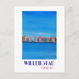 Retro Poster Willemstad Curacao Postkarte