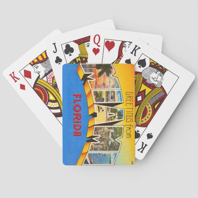 Retro-Postkarte aus Miami Spielkarten (Rückseite)