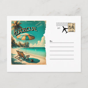 Retro-Postkarte Guadeloupe Exotischer Strand Postkarte