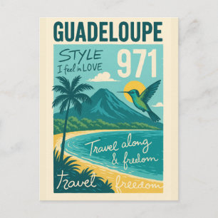 Retro-Postkarte Guadeloupe, Traumstrand Postkarte