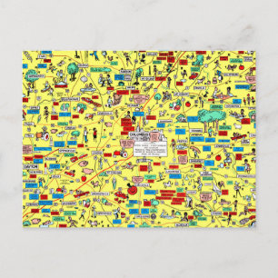 Retro-Postkarte mit Columbus, Ohio-Karte von 1966 Postkarte