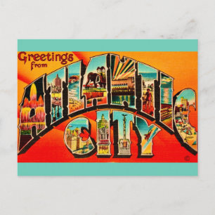 Retro-Postkarte mit Grüßen aus Atlantic City, NJ Postkarte