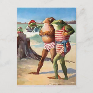 Retro-Postkarte mit Strandfröschen Postkarte