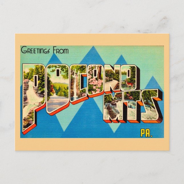 Retro-Postkarte Pocono Mountains  Postkarte (Vorderseite)