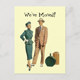 Retro-Postkarte Vintage-Paar kündigt an Wir sind u Ankündigungspostkarte