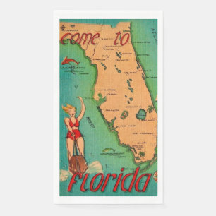 Retro-Postkarte von Florida Gästetücher Serviette