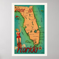 Retro Postkarte von Florida Print