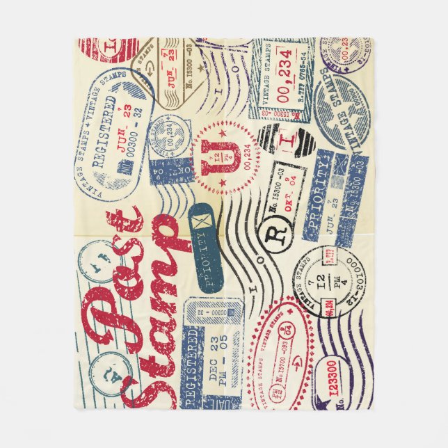 Retro-Poststempel, Vintage-Sammlung. Fleecedecke (Vorderseite)