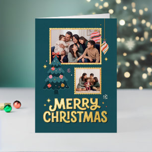 Retro-Postwertzeichen-Design Frohe Weihnachten Col
