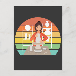 Retro Pottery Keramik Kiln Postkarte