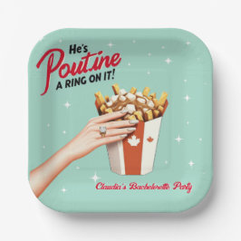 Retro Poutine a Ring on It! Montreal Bachelorette Pappteller