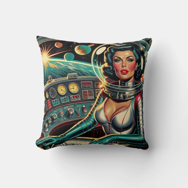 Retro Powered by lipstick!  Kissen (Vorderseite)