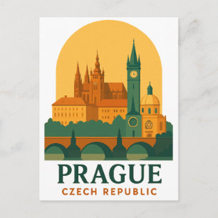 Retro Prag Tschechien Reise Vintage Postkarte