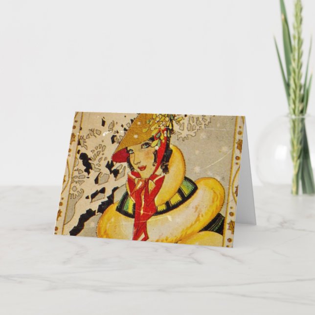 Retro Prallplatten-Weihnachtsgrüße Feiertagskarte (Vorderseite)