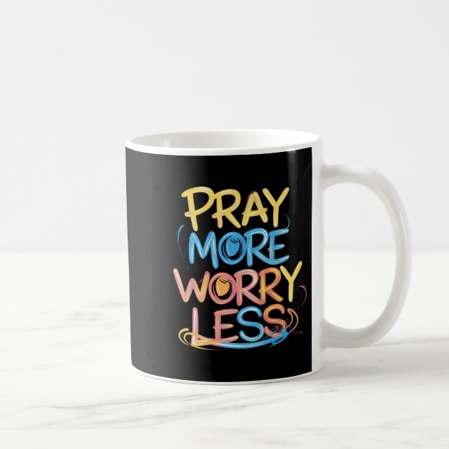 Retro Pray More Worry Less Christian Faith Men Wom Kaffeetasse (Rechts)