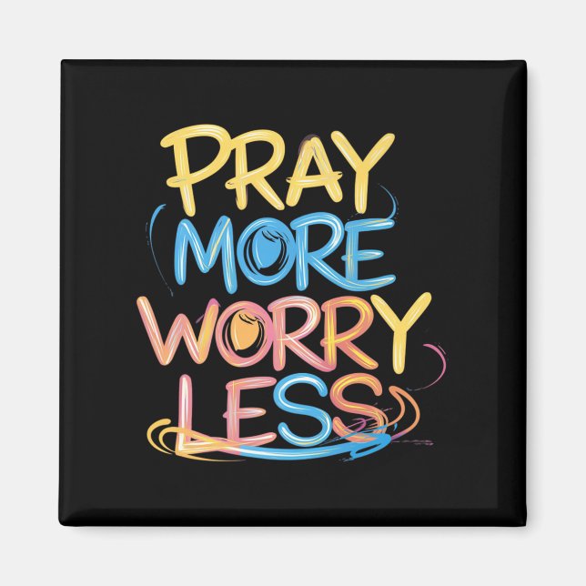 Retro Pray More Worry Less Christian Faith Men Wom Magnet (Vorne)