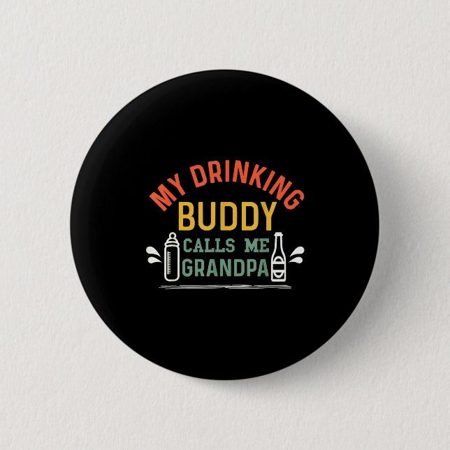 Retro Pregnancy Announcement Grandpa My Drinking B Button (Vorderseite)