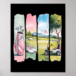 Retro Preppy Golf Golfer Women Girls Kinder Poster