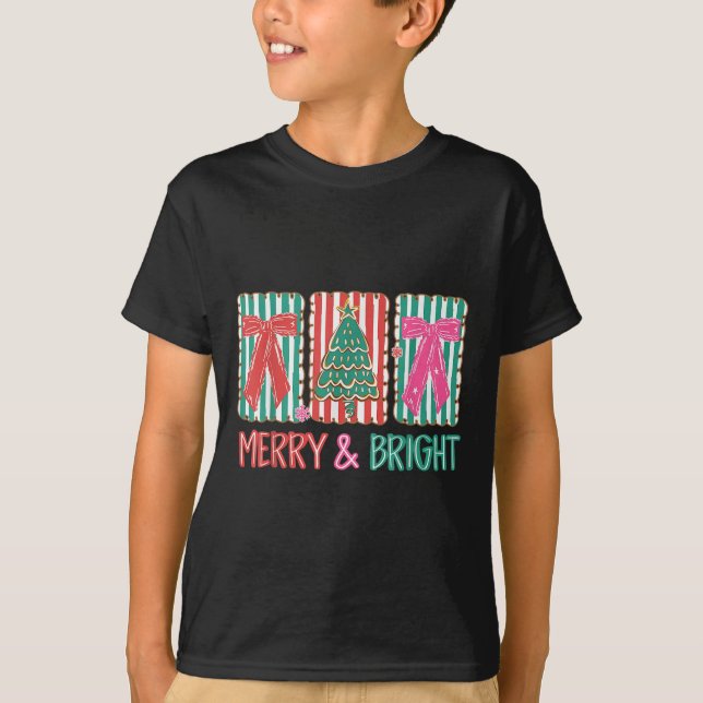 Retro Preppy Merry And Bright Girly Coquette Chris T-Shirt (Vorderseite)