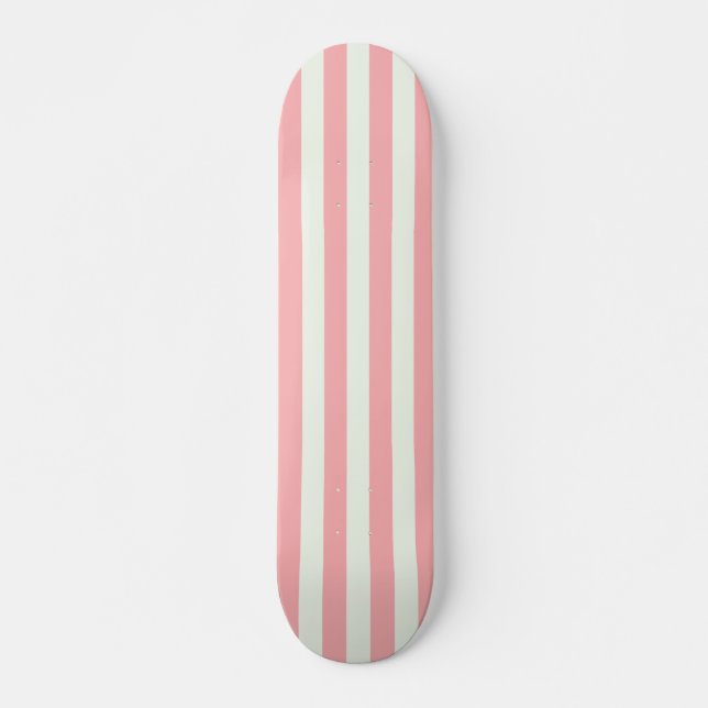 Retro Preppy Sportswear Streifen - rosa Creme Skateboard (Vorne)