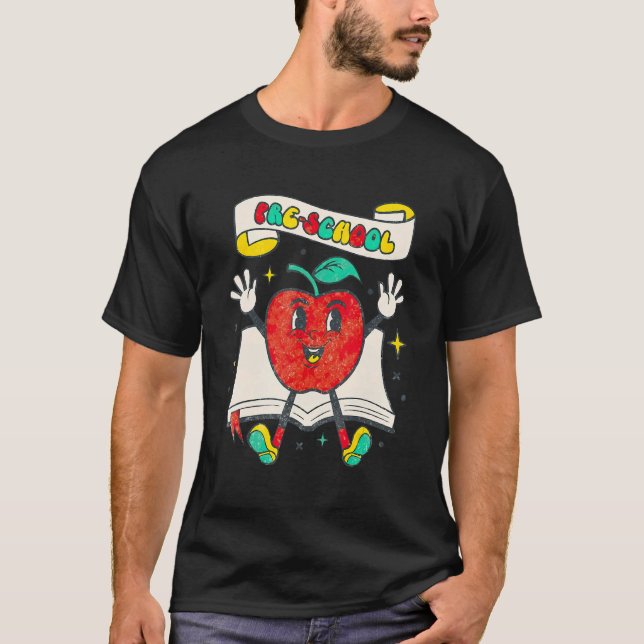 Retro Preschool Apple Trendy Student zurück nach S T-Shirt (Vorderseite)