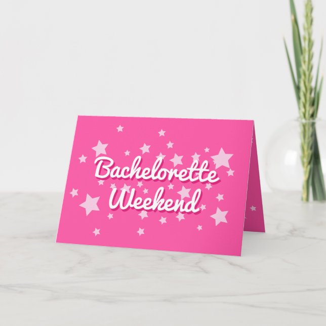 Retro Pretty Pink Stars Bachelorette  Einladung (Vorderseite)