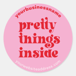 retro pretty things inside | name URL pink red Runder Aufkleber