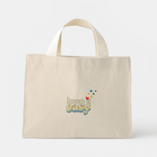Retro-Pride-Typografie-Design 'Keep It Easy' Mini Stoffbeutel