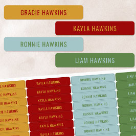 Retro Primärfarbcodierte Kinder Wassersicherer Nam Etiketten