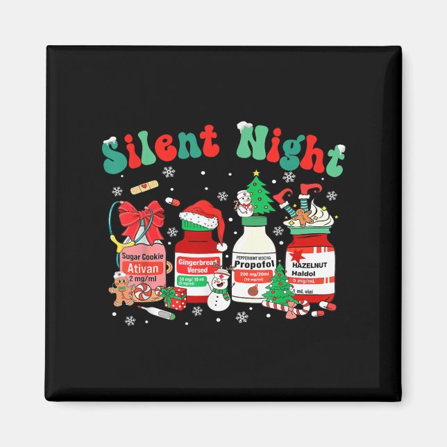 Retro Profol Silent Night Funny Christmas Nurse Wo Magnet (Vorne)