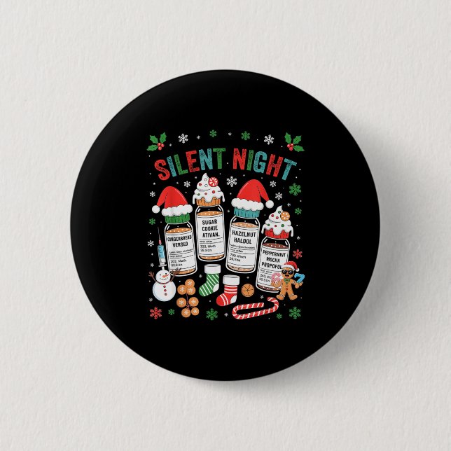 Retro Profol Silent Night Icu Nurses Funny Merry C Button (Vorderseite)