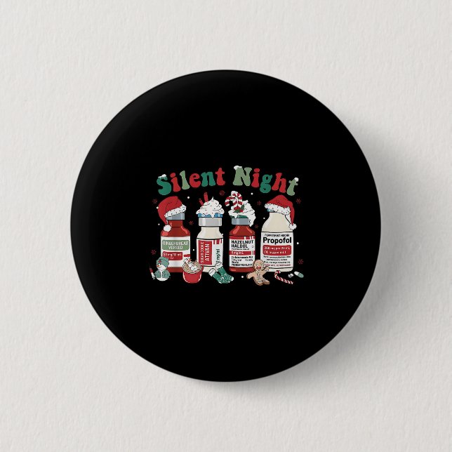 Retro Profol Silent Night Icu Nurses Funny Merry C Button (Vorderseite)