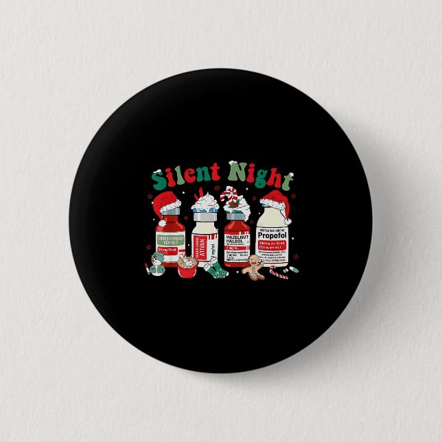 Retro Profol Silent Night Icu Nurses Funny Merry C Button (Vorderseite)