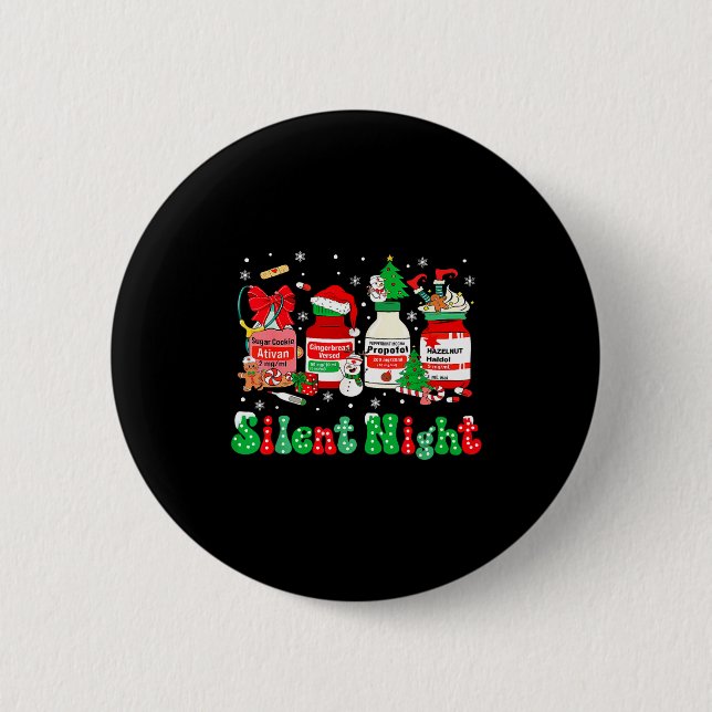 Retro Profol Silent Night Icu Nurses Funny Merry C Button (Vorderseite)