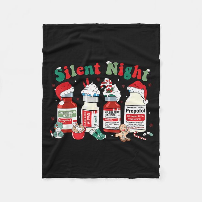 Retro Profol Silent Night Icu Nurses Funny Merry C Fleecedecke (Vorderseite)