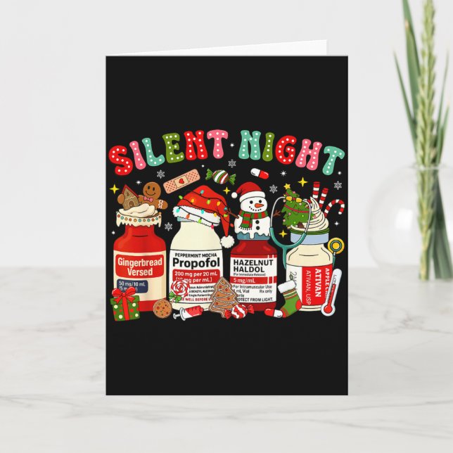 Retro Profol Silent Night Icu Nurses Funny Merry C Karte (Vorderseite)