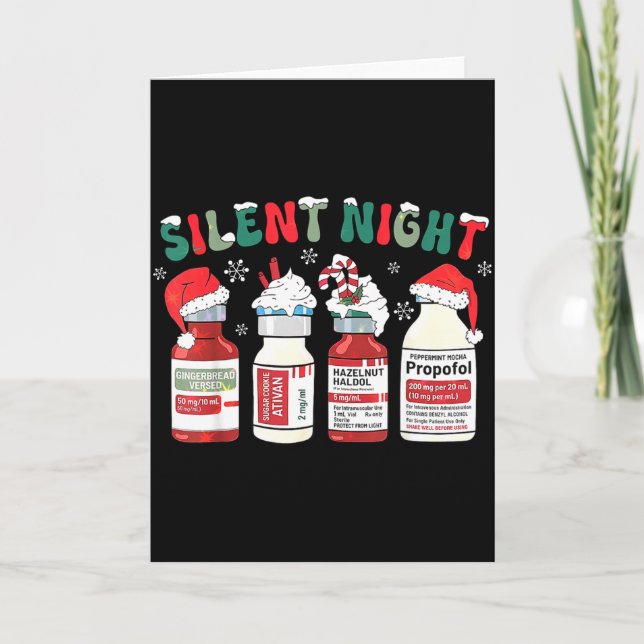 Retro Profol Silent Night Icu Nurses Funny Merry C Karte (Vorderseite)